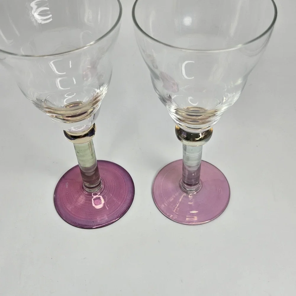 Andoas By Sasaki Handcrafted Multi-colored Crystal Water Goblets Set of 2‎